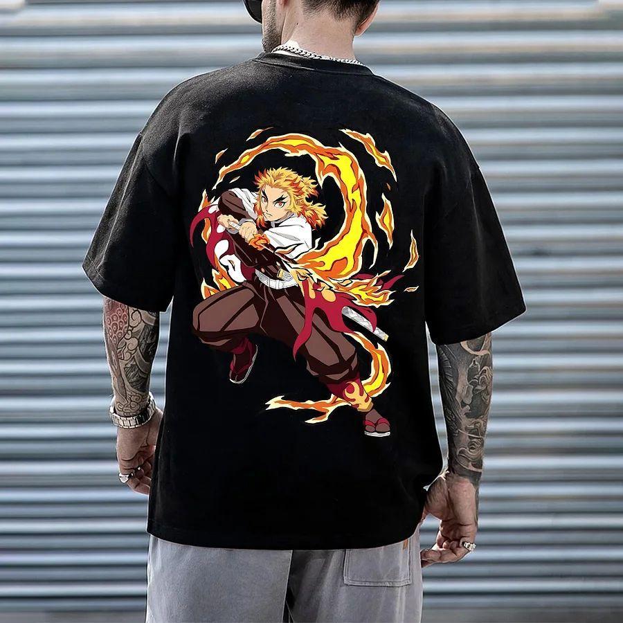 camiseta plus size demon slayer rengoku anime streetwear aftersoul algodão