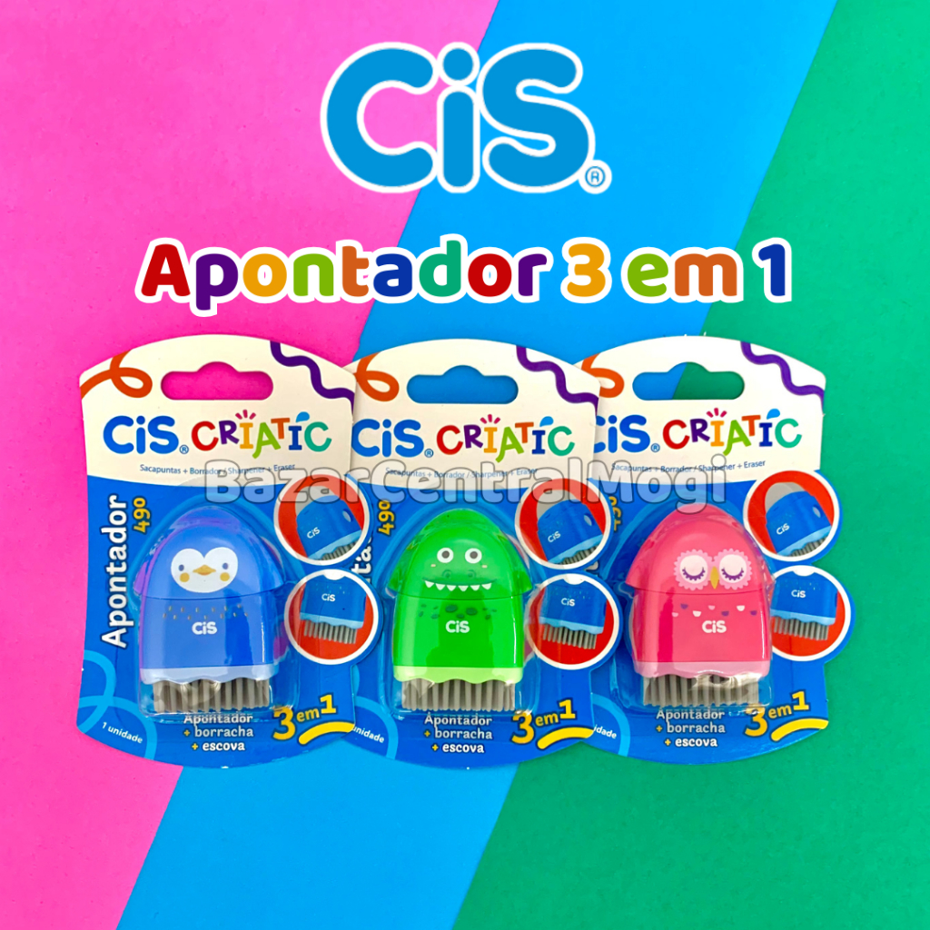 Apontador 490 Criatic Cis 3 em 1 Borracha e Escova com Depósito