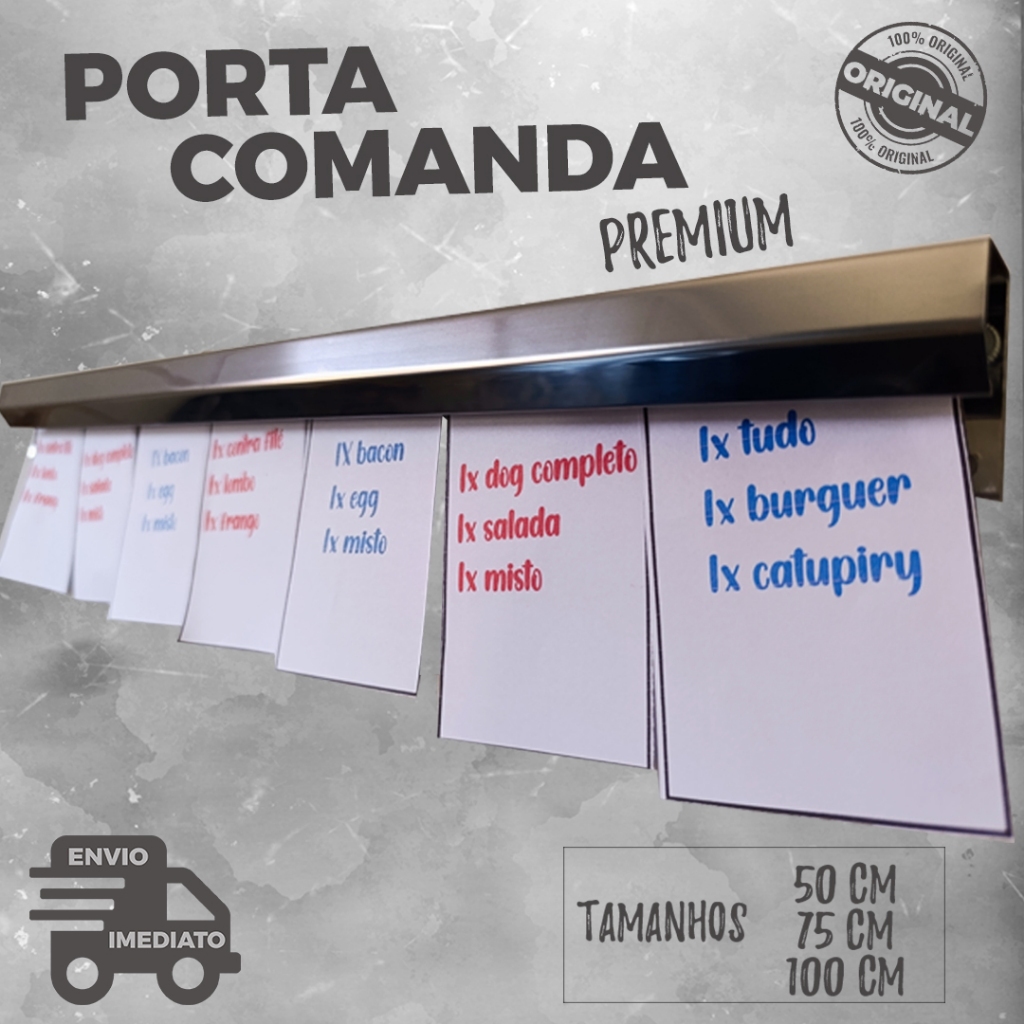 Imagem Porta Comanda 50 - 75 - 100 -150 cm Aço Inox Reforçado Premium Envio Imediato