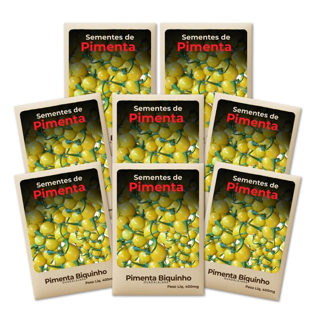 Pimenta Biquinho Amarela Semente Plante em vasos ou canteiros - Kit 8 Pct