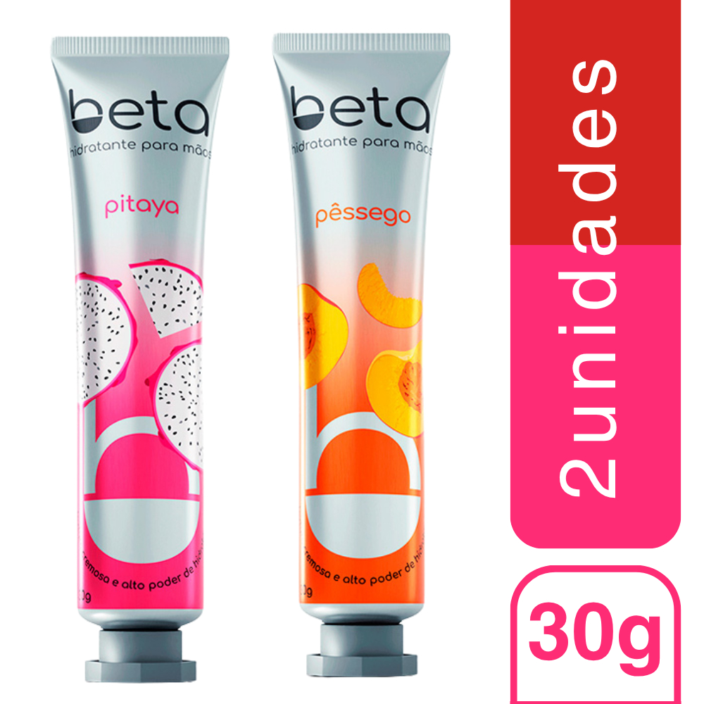 Kit com 2 Creme Hidratante Para As Mãos Beta Pitaya + Pêssego 30g