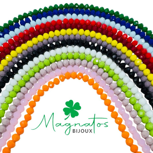 Kit 300 Cristais 8mm - 5 fios de cristal achatado e facetado - guia umbanda candomblé terço. LEITOSO