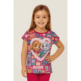 T-shirt Manga Alongada Patrulha Canina em Oferta na Shopee