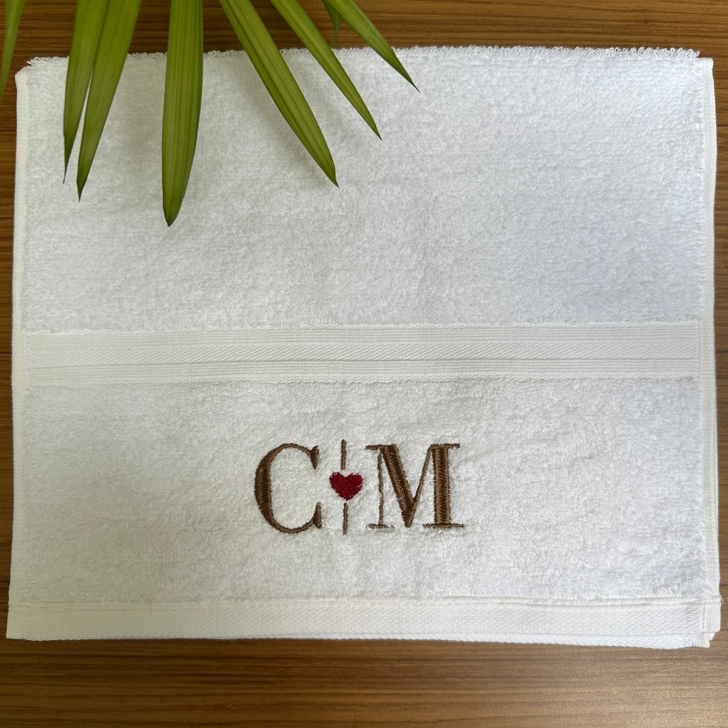Toalha de Lavabo de Mão em Algodão Egípcio com Bordado Personalizado - Iniciais Casal