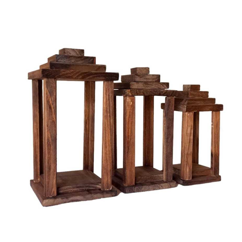 Kit Luminária Decoração Casamento Natal Madeira Pinus