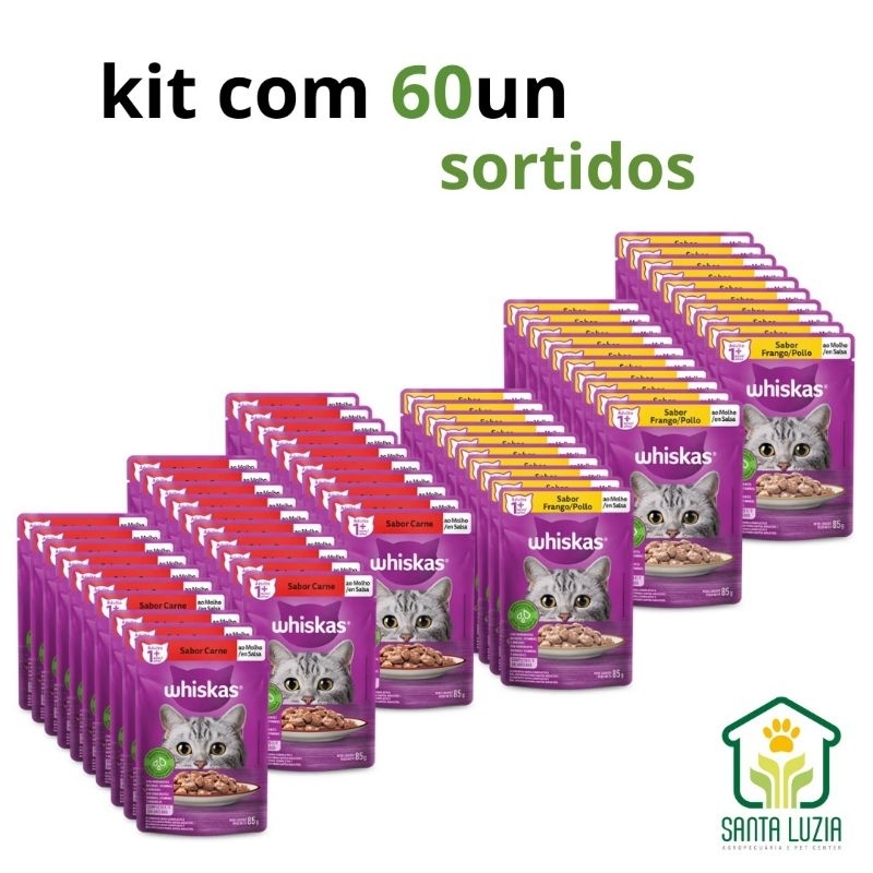 WHISKAS SACHE KIT COM 60 UNIDADES