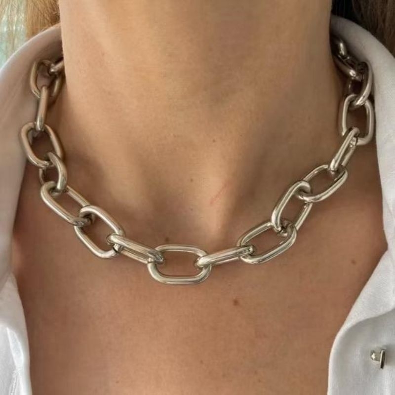 Colar Choker gargantilha corrente Elos Feminino Prata Ou Dourado