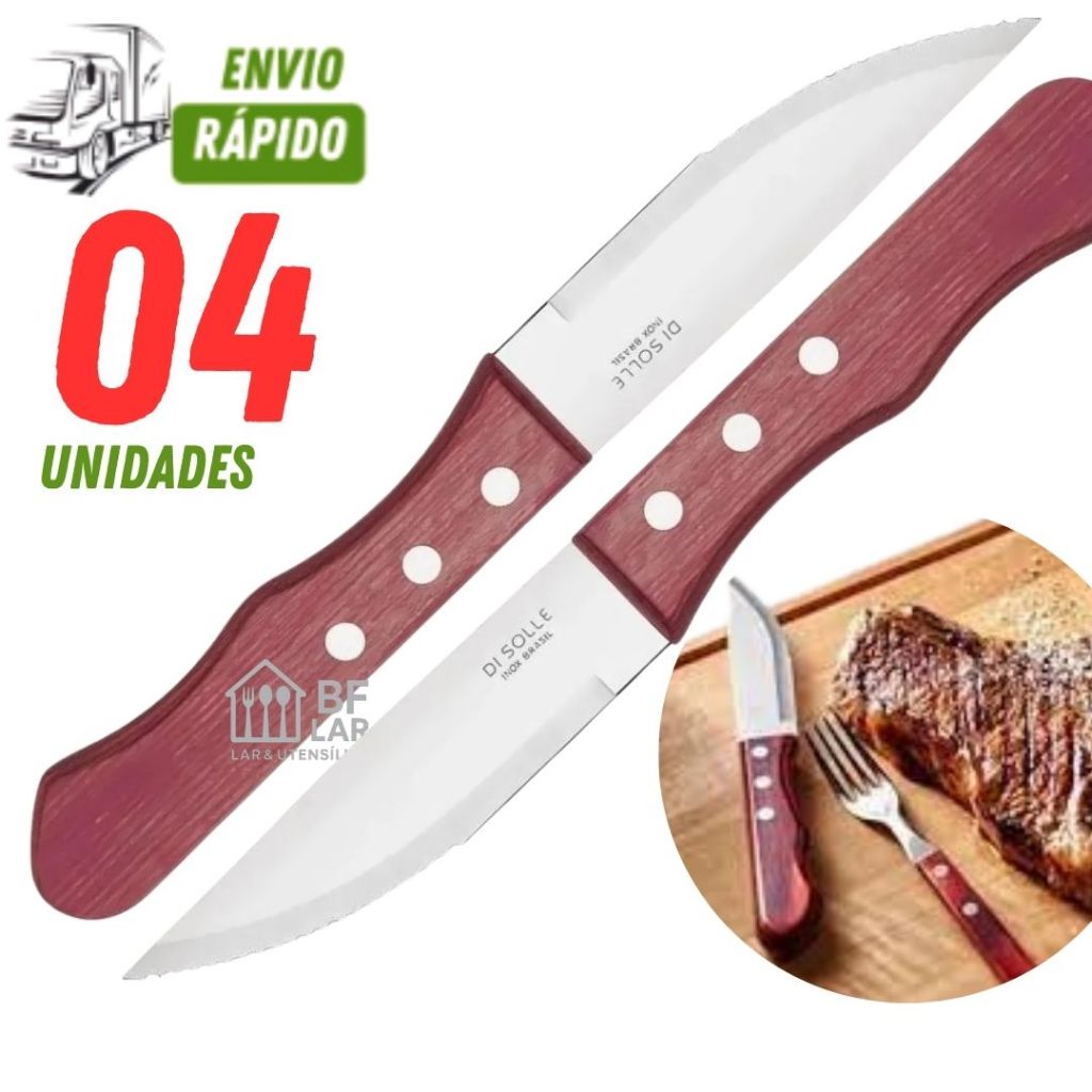 Faca Cabo De Madeira Jumbo Utilidades De Cozinha Restaurante Classe Wooden  modelo Outback com 4/2/1