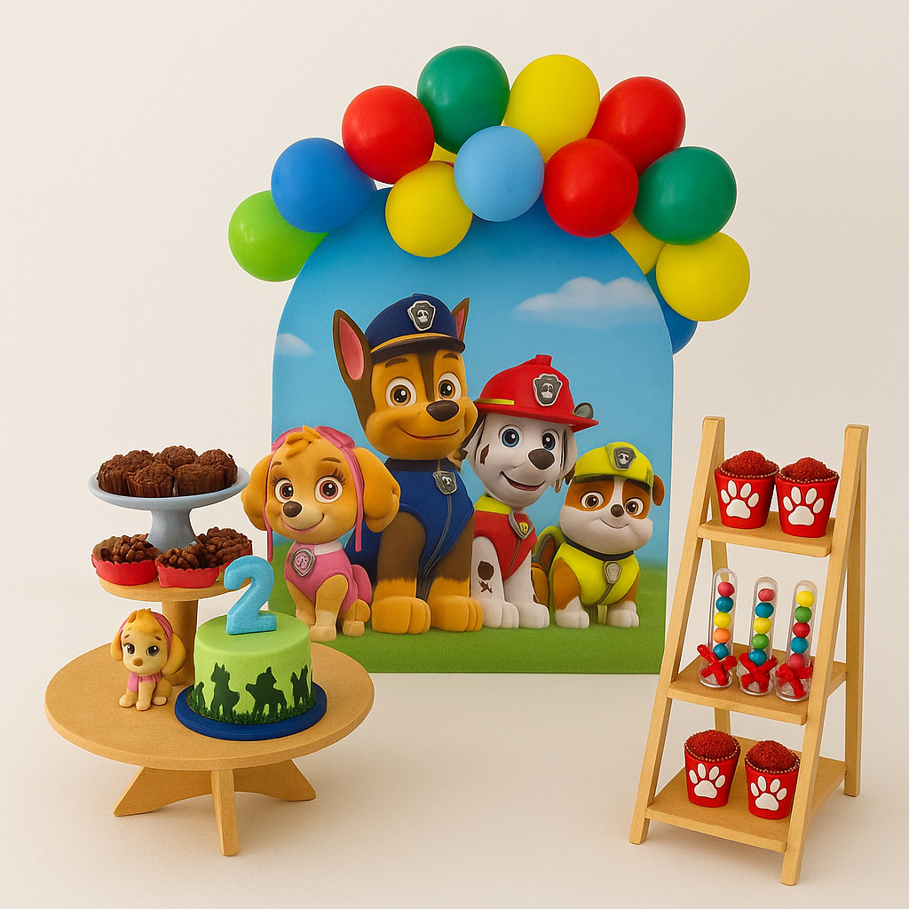 Kit Mini Painéis com Escada e Boleira Mini Table em mdf 4 peças Decoração Mini Festa