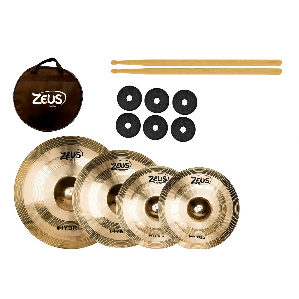 Kit Pratos Para Bateria 14'' 16'' 20'' Zeus Hybrid Set C B20 em Oferta na Shopee
