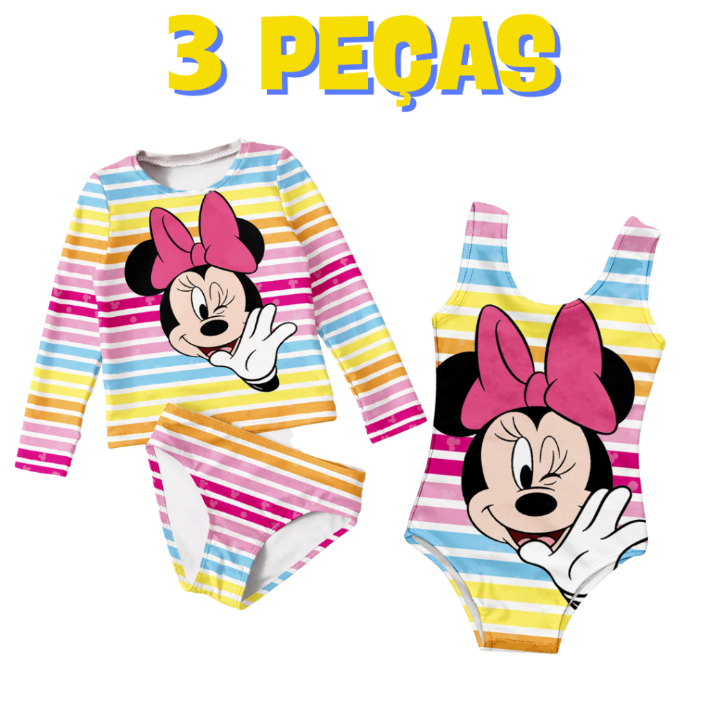 Kit Uv Infantil (Camisa De Proteção + Biquíni+ Body) Menina Verão
