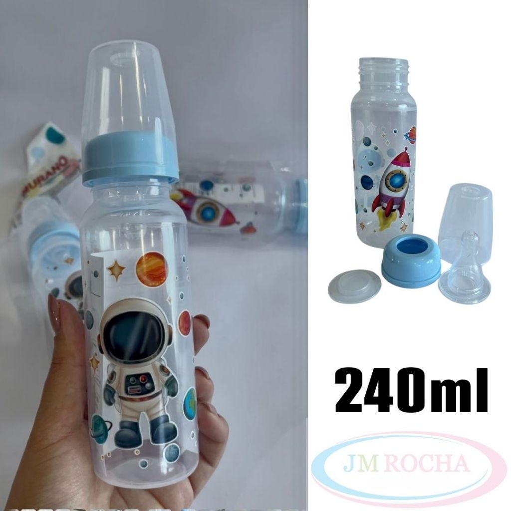 Mamadeira Decorada Astronauta 240ml Murano – Bico de Silicone Antivazamento | Livre de BPA