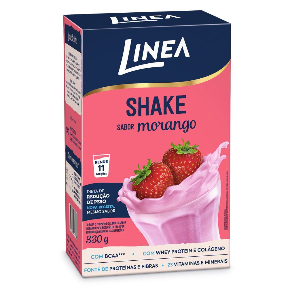 Shake em pó Linea Sabor Morango de 330g