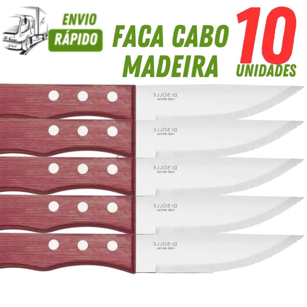 Faca Cabo Madeira Jumbo Utilidades De Cozinha Restaurante Classe Wooden  modelo Outback com 10/05/03