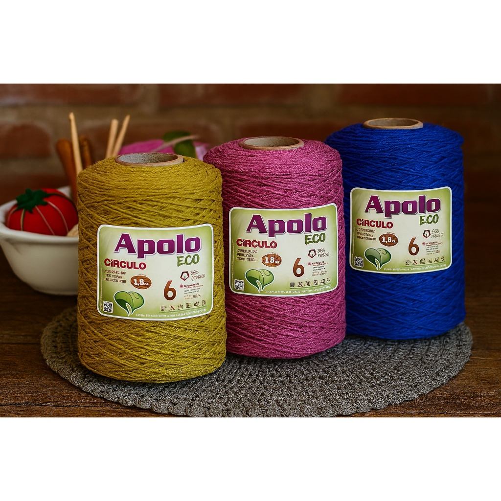Barbante Apolo Fio 6 Big 1,8kg Círculo – Ideal para Crochê, Tricô, Tapeçaria e Artesanato, fio