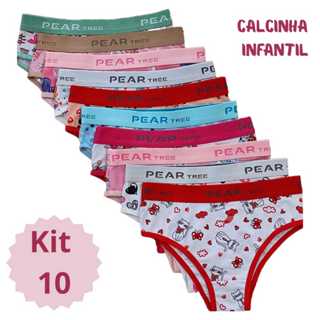 kit 10 ou 5 Calcinha Infantil de Algodão Menina Moça Elástico Exposto Com Forro100% Algodão em Oferta na Shopee