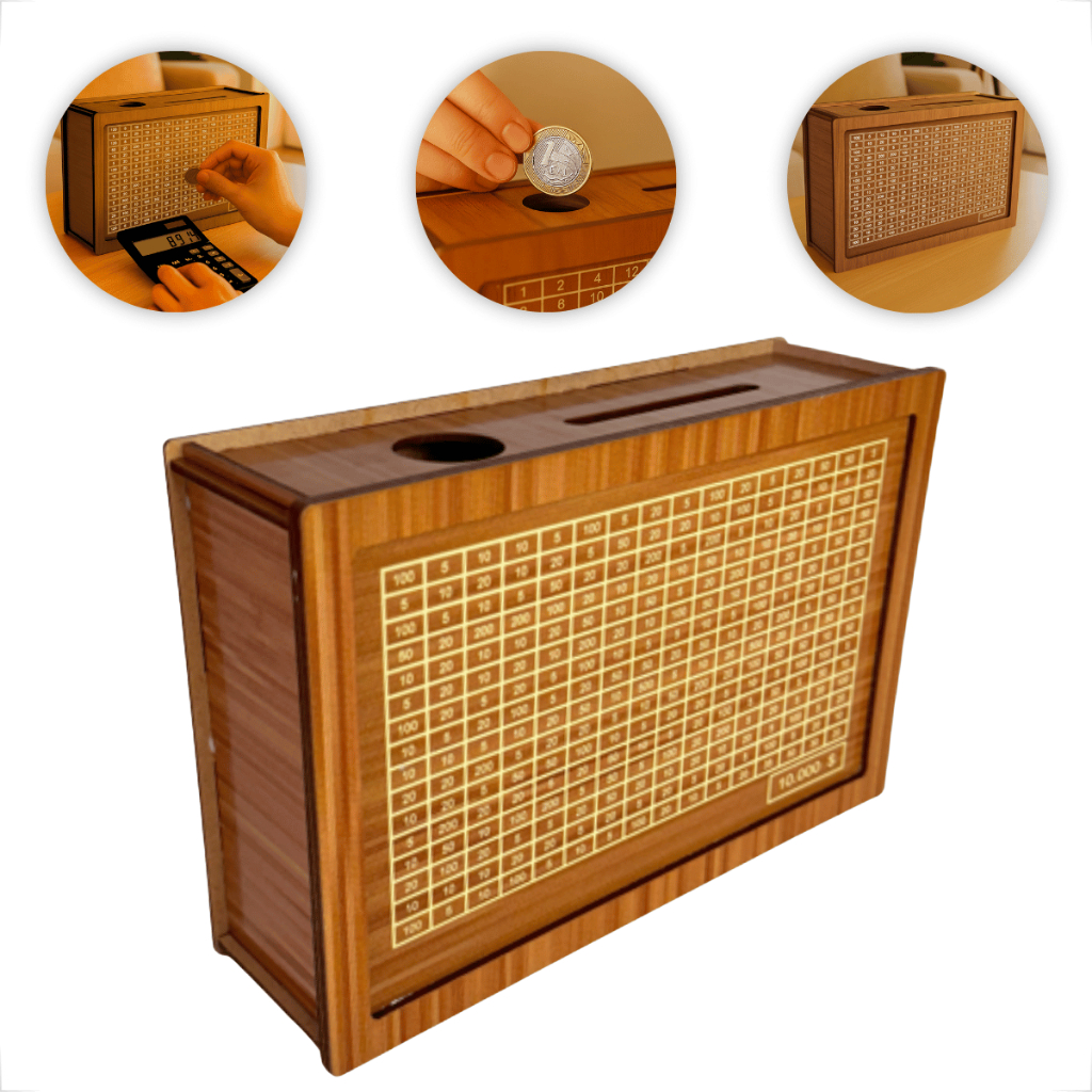 Woodbox Kakebo Cofre 10 Mil e 1 Mil Mdf Adesivado Metodo Japones Em Busca