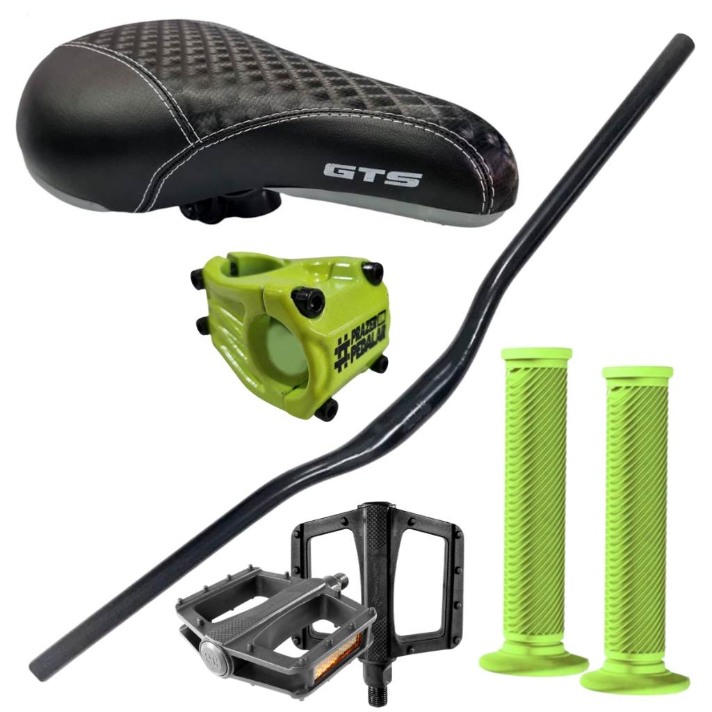 Guidão Alto Voador freeride Wheeling + Mesinha + Manoplas + Pedal Wheeling Freerid Dirt Varias Cores Gios Hupi Naja Viki