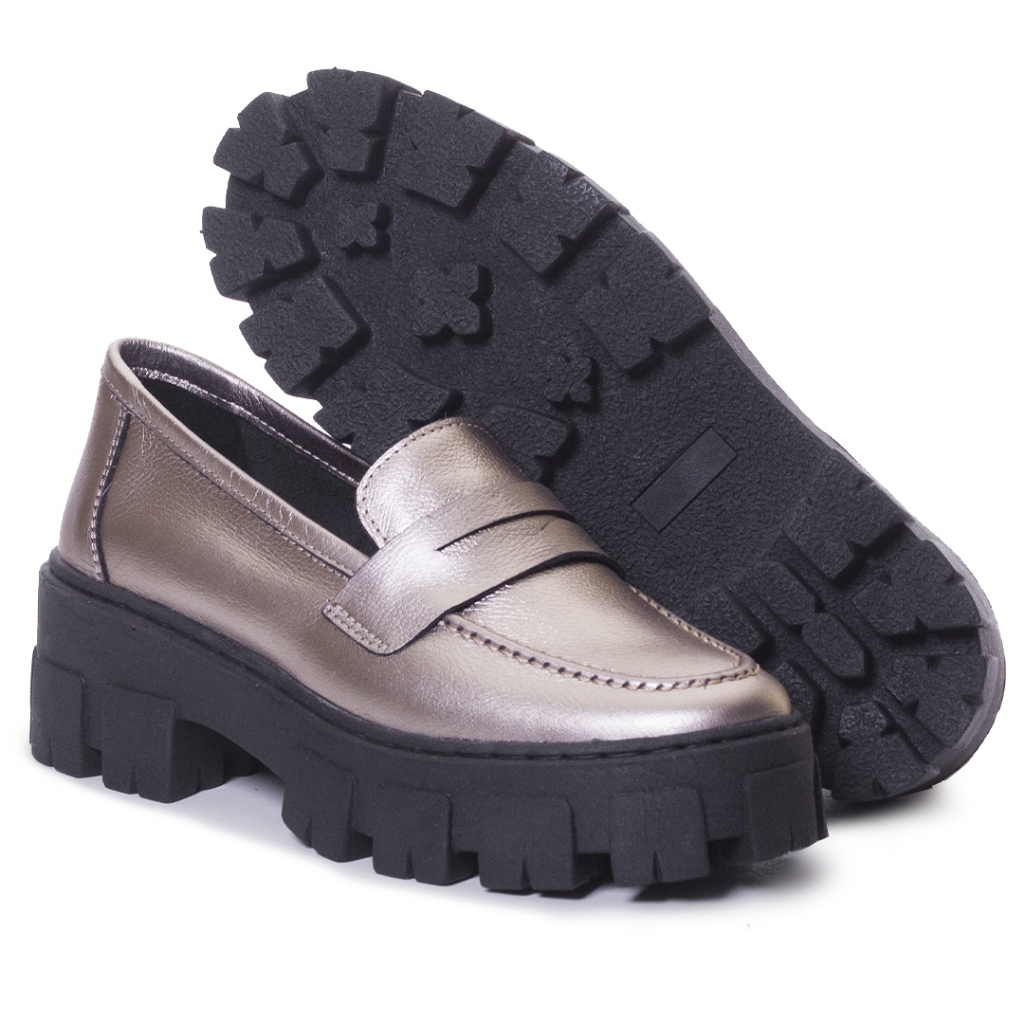MOCASSIM TRATORADO COURO FEMININO TENDENCIA BLOGUEIRA SOLADO BORRACHA CONFORTAVEL 30000