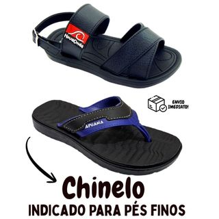 Kit 2 Pares sandalia Masculino Papete Nova Onda + Chinelo  Detalhe Infantil Menino Dedo Lado APuana