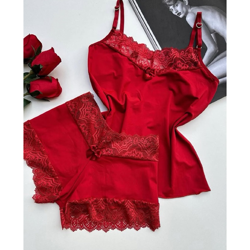 Pijama Feminino Baby Doll Renda Tecido Leve e Macio, Confortável e Sensual