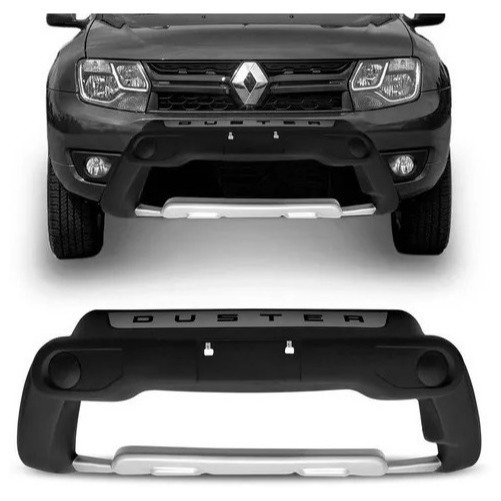 Overbumper Duster 2015/2019 c/ Alojamento P/ Farol de Milha (Preto c/ Prata Aluminium)
