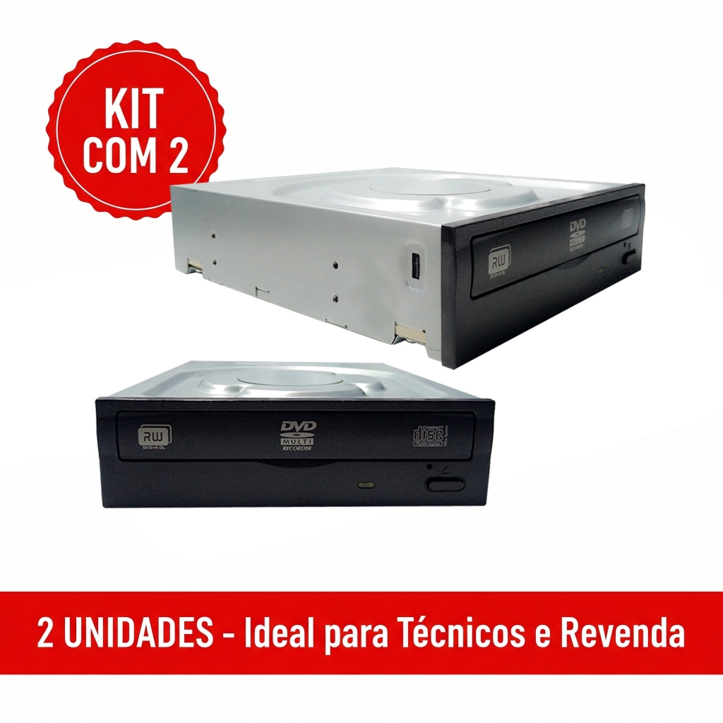 Kit 2 Gravadores e Leitores DVD CD SATA Para PC Desktop – Ideal Para Técnicos, Revenda e Manutenção