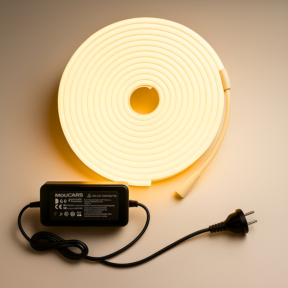 Mangueira Fita Led 12v Neon Luz Branco-quente 5m + Fonte em Oferta na Shopee