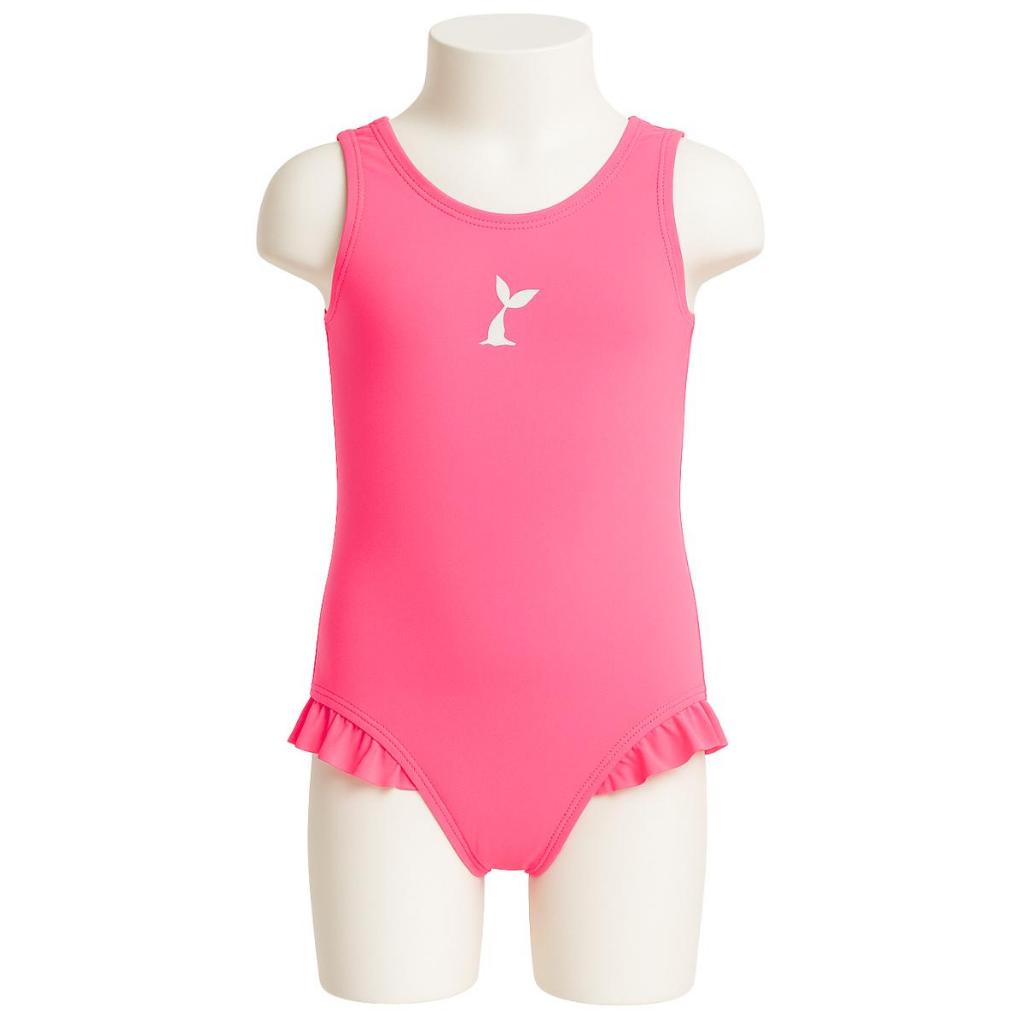 Maiô Infantil Regata Liso Forrado Praia Natação Praia com Babados Menina Com Proteção Solar Uv