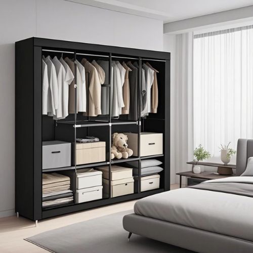 Guarda Roupa Dobrável Organizador De Roupas Portátil com Ziper Armário de Roupa Multifuncional