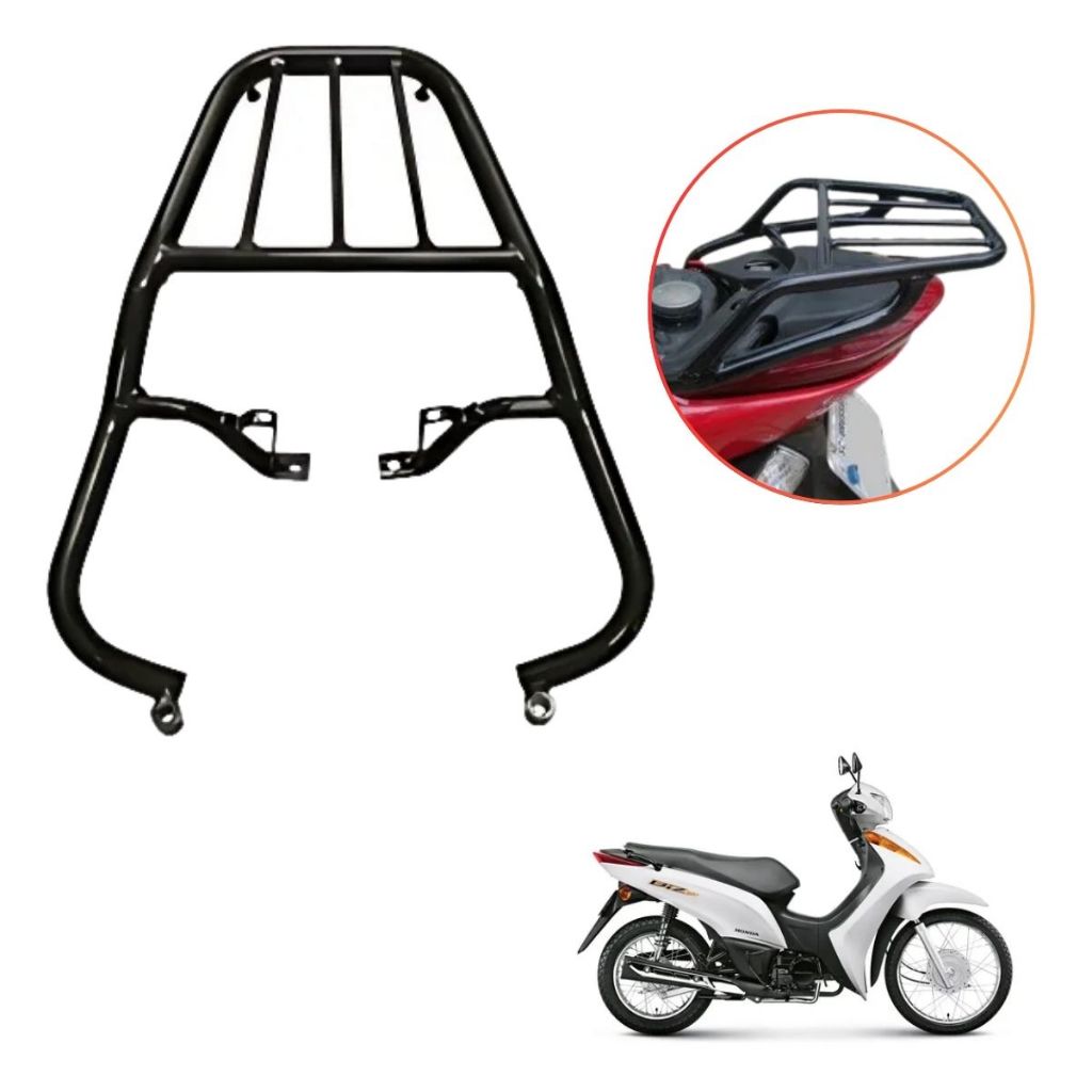 Bagageiro Biz 125 2013 2014 2015 2016 2017 Preto / Cromado em Oferta na Shopee