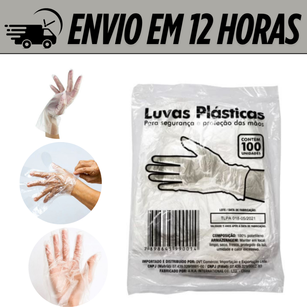 Luva Descartável Plástica Kit Com 1000 Unidades Talge Medix Luva Plástica Transparente