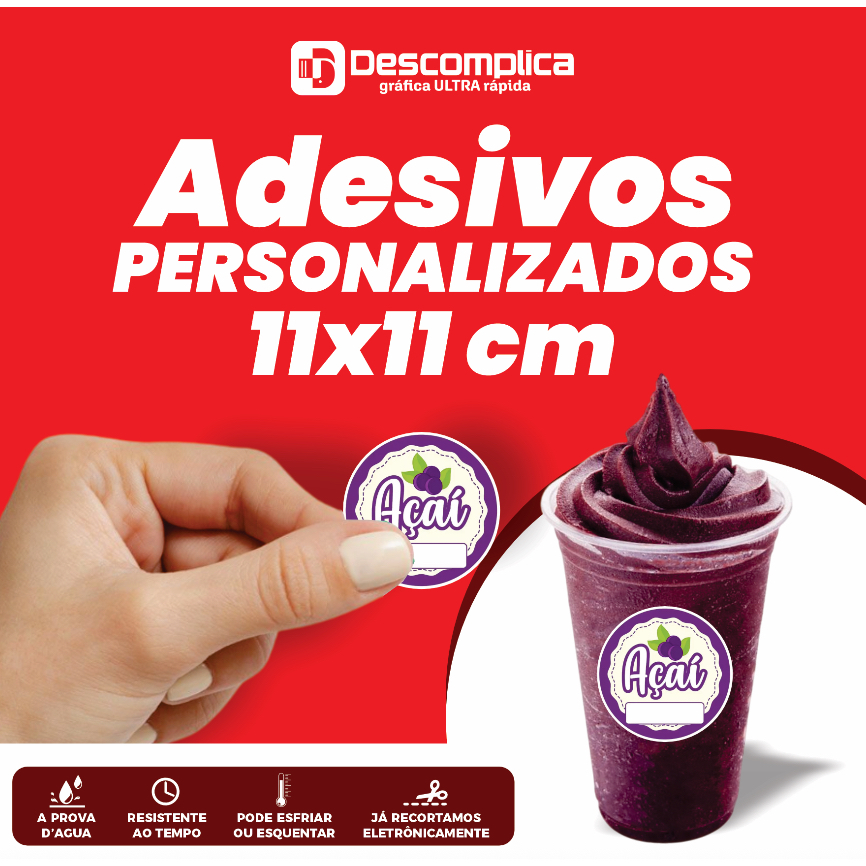 ETIQUETAS ADESIVAS VINIL 11X11 PERSONALIZADAS COM SUA LOGO, COM RECORTE ELETRÔNICO, A PROVA DE AGUA. em Oferta na Shopee