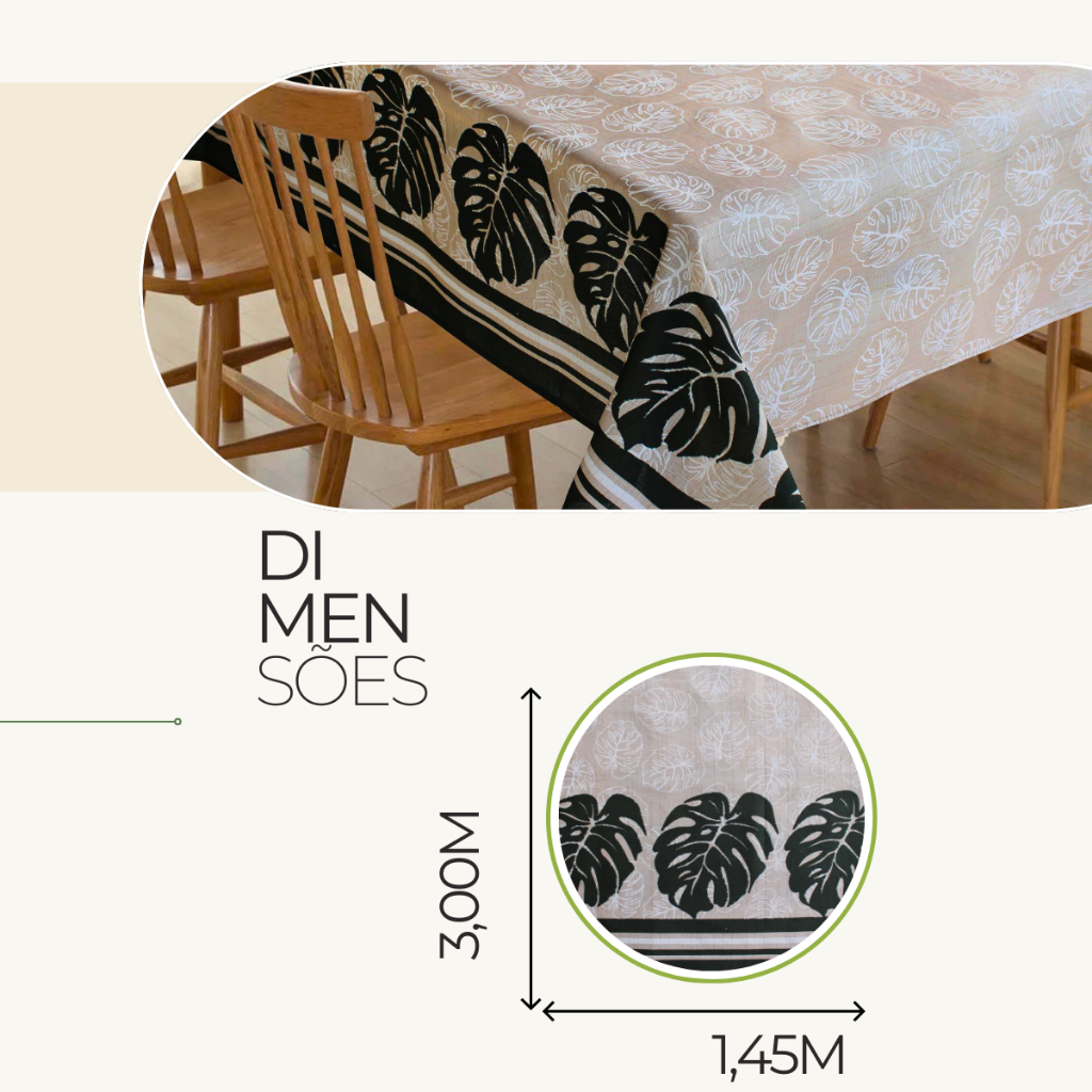 Toalha De Mesa 10 Cadeiras Tecido Linhão Grosso 3,00 X 1,45M Varios Modelos Algodão Cores Vivas