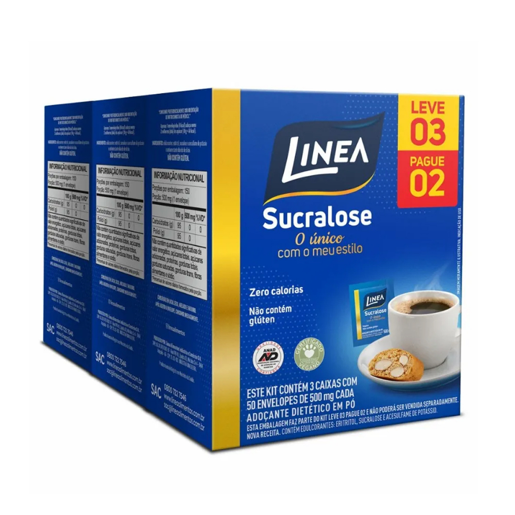 Adoçante Linea Promo Em Pó Com 50 Envelope Leve 3 Pague 2