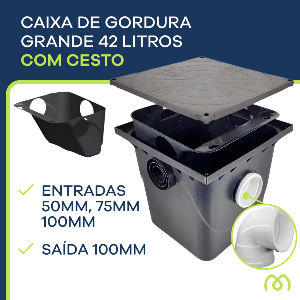 Caixa Coletora de Gordura Grande 42L 50mm 75mm 100mm Cozinha PVC Esgoto Retentor Resíduos com Sifão Caixa Coletora de Gordura Grande 42L 50mm 75mm 100mm Cozinha PVC Esgoto Retentor Resíduos com Sifão