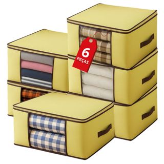 Kit 6 Organizadores Bolsas Multiuso 40L para Roupas Edredom Cobertor em Oferta na Shopee