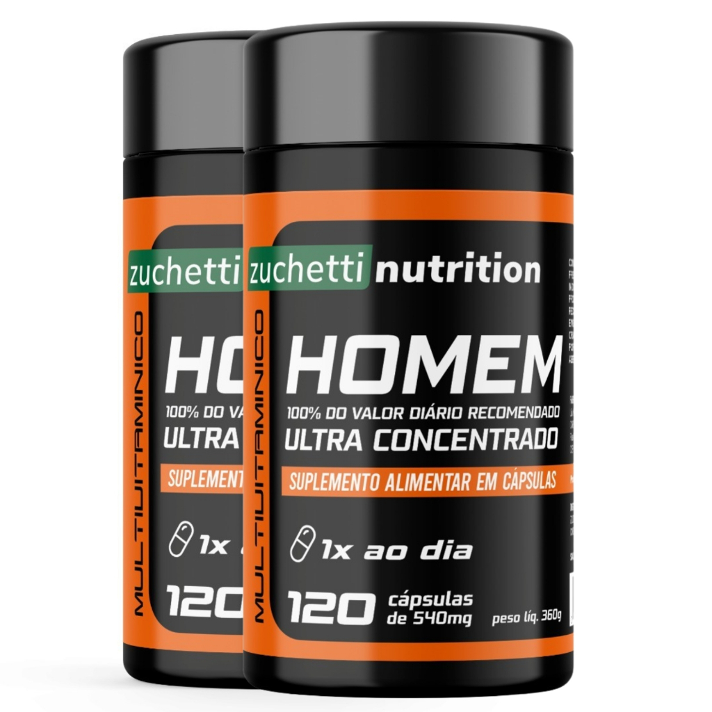 2 Potes Multivitaminico Para Homem 240 Capsulas Polivitaminico az homem zuchetti nutrition
