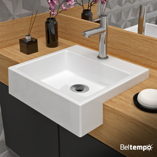 Cuba Pia de Semi Encaixe Quadrada 39x37 Banheiro Lavabo Beltempo BT-3113 em Oferta na Shopee
