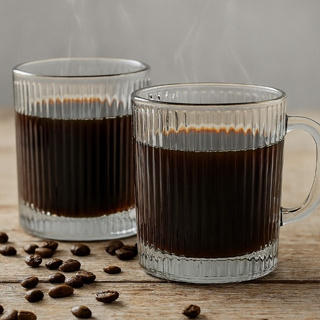 Conjunto de Canecas 350ml Vidro Canelado Resistente Capuccino Cafe em Oferta na Shopee