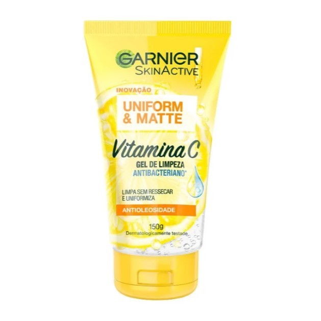 Gel de Limpeza Facial Antibacteriano Vitamina C Uniform & Matte Antioleosidade 150ml Garnier em Oferta na Shopee