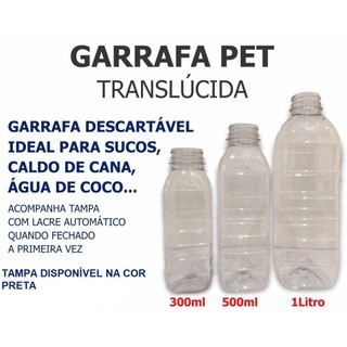 Kit Até 50 Unidades Garrafas PET Transparente 300ml/500ml/1 l