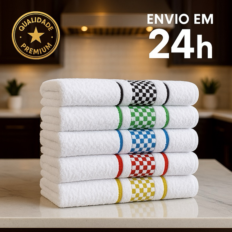 Kit 5 Panos de Prato 45x70 Jacquard Atoalhado Copa Toalha De Cozinha