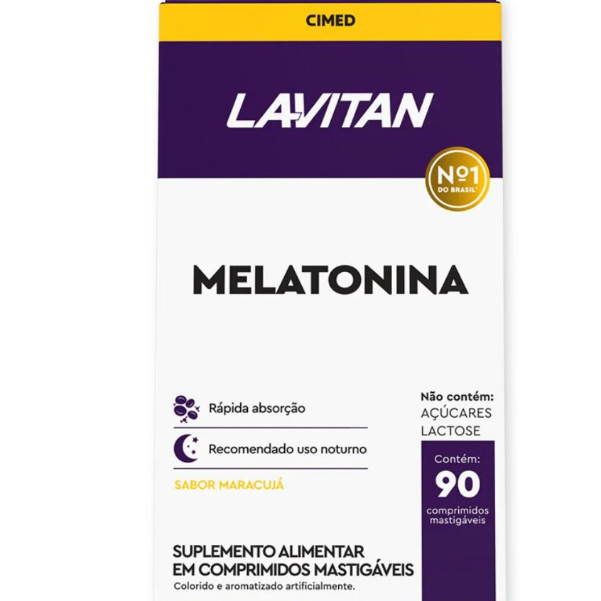 Lavitan Melatonina Maracujá c/ 90 Comprimidos Mastigáveis em Oferta na Shopee