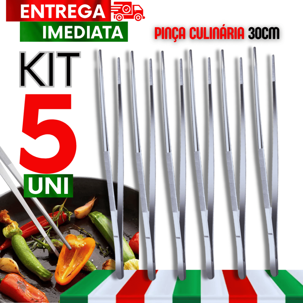 Conjunto 05 Pinça Culinária Variáveis Utilidades Qualidade Garantida para sua cozinha linha premium