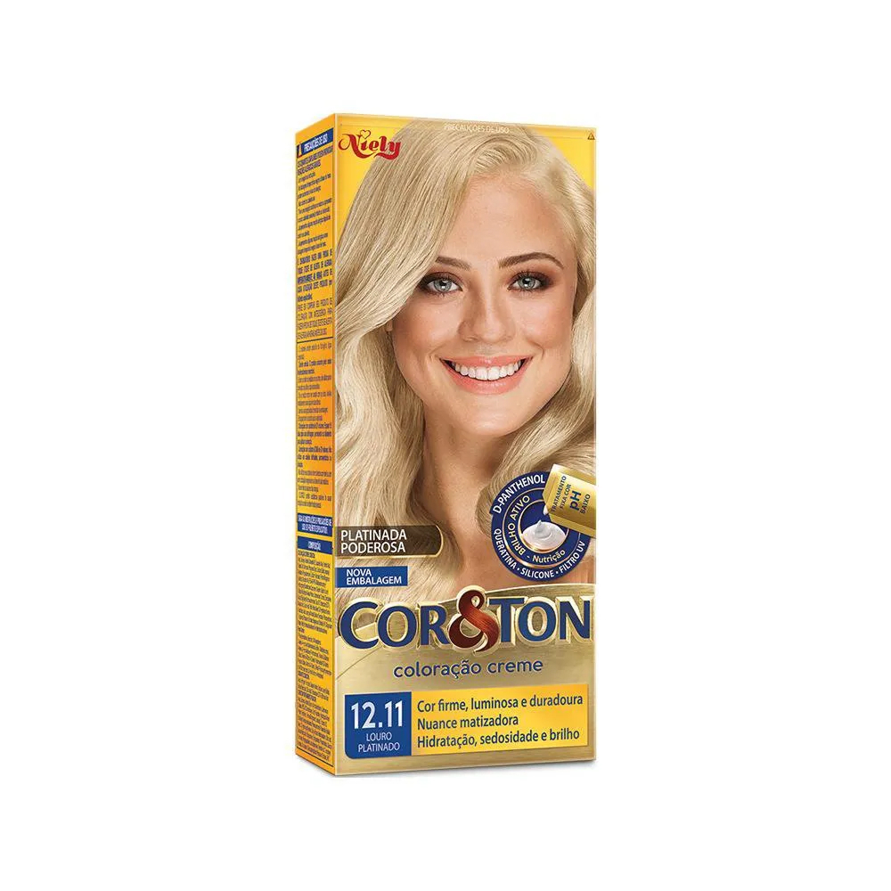 Tinta De Cabelo Cor&Ton Niely Mini kit 12.11 L Platinado Cinza Intenso