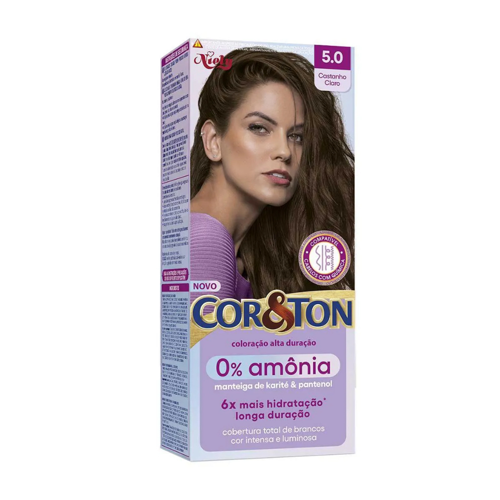Tinta De Cabelo Cor&Ton Niely Kit 5.0 Sem Amônia em Oferta na Shopee