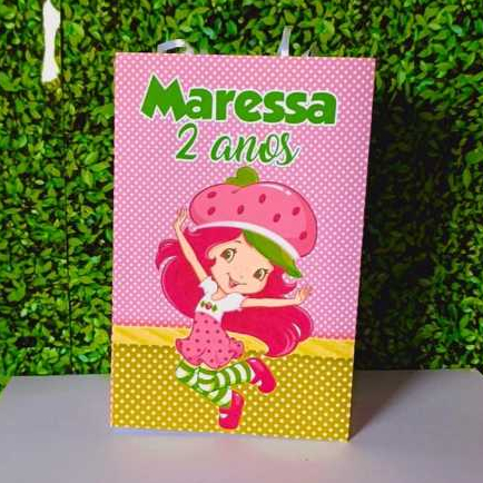 Sacolinha surpresa Moranguinho Personalizada Lembrancinhas de Aniversário -PEGUE E MONTE