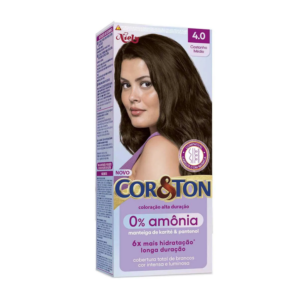 Tinta De Cabelo Cor&Ton Niely Kit 4.0 Sem Amônia em Oferta na Shopee