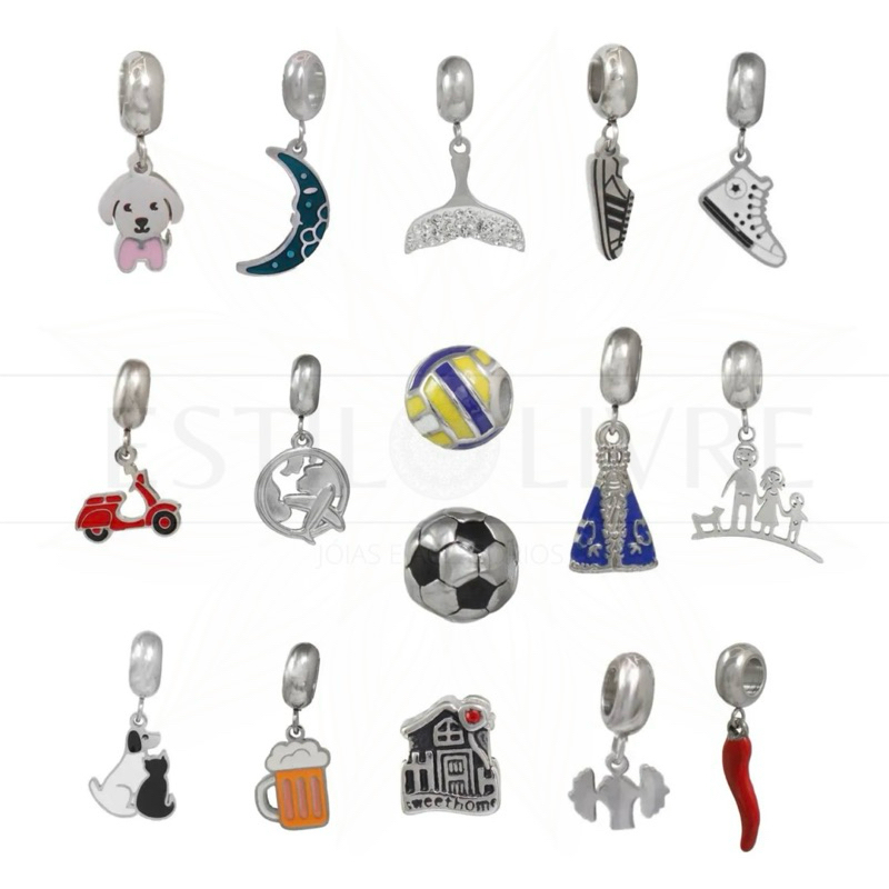 Berloque Aço inoxidável Antialérgico Vários modelos em Oferta na Shopee